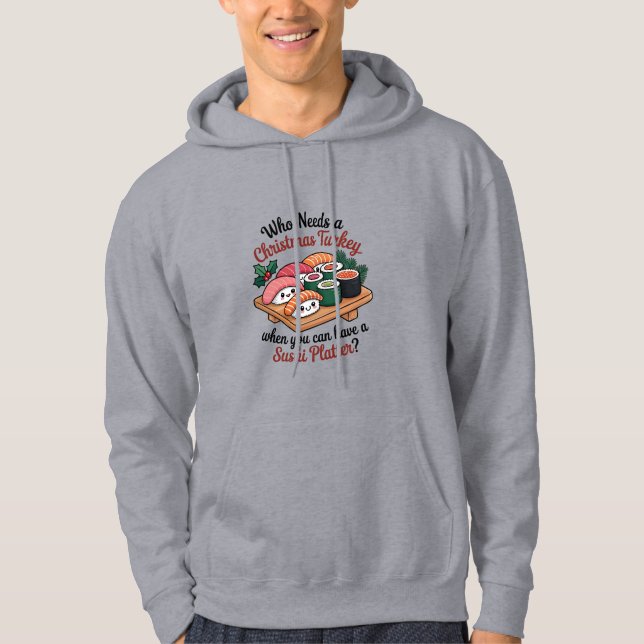 Fun Kawaii Christmas Sushi Platter Hoodie (Vorderseite)