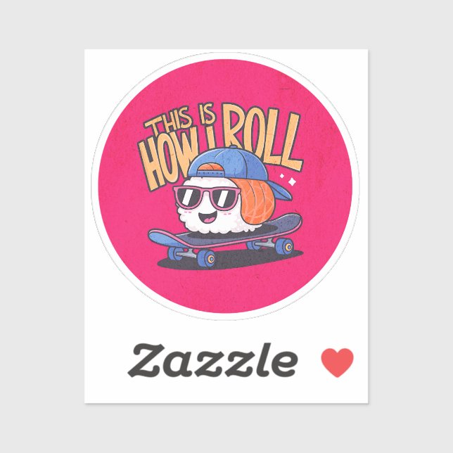 Fun Kawaii Sushi auf Skateboard Aufkleber (Blatt)