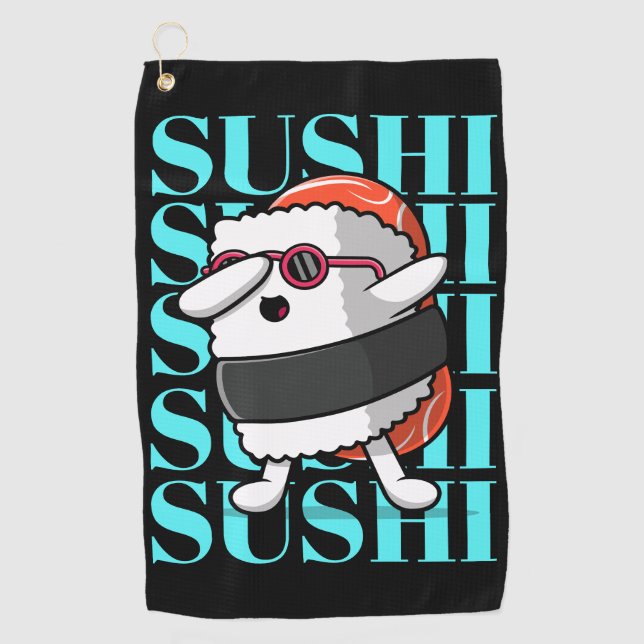Fun Kawaii Sushi Dab Golfhandtuch (Vorderseite)