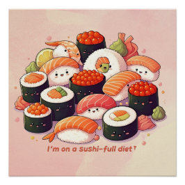 Fun Kawaii Sushi Poster