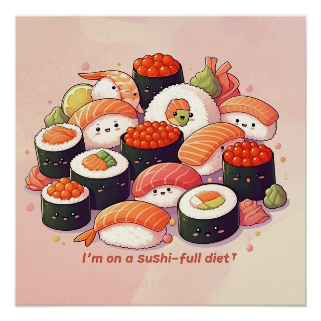 Fun Kawaii Sushi Poster (Vorderseite)