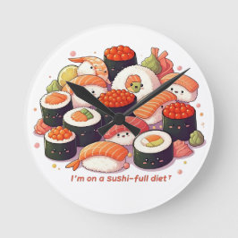 Fun Kawaii Sushi Runde Wanduhr