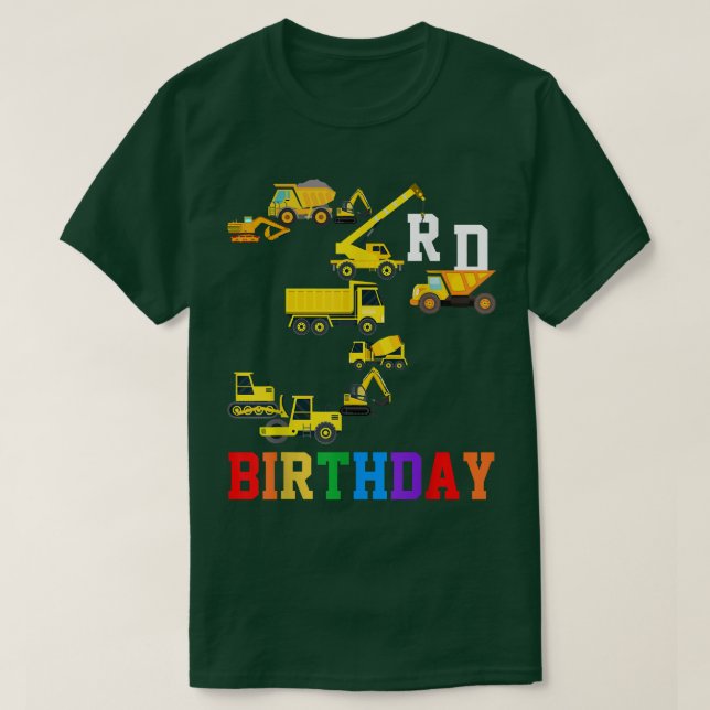Fun Kids 3rd Bday Construction Trucks für 3 Jahre T-Shirt (Design vorne)