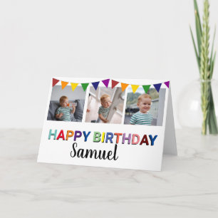 Fun Kids Foto Collage   Color Happy Birthday Card Karte
