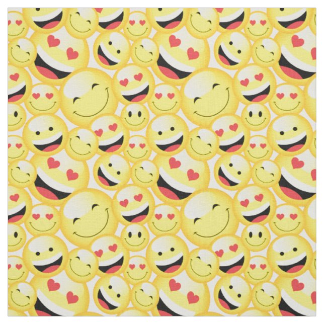 Fun Kids gelb lächelnd Emoji Gesichtspattern Stoff (Muster)