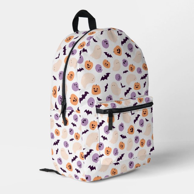 Fun Kids Halloween Muster Bedruckter Rucksack (Rückseitige Ecke links)