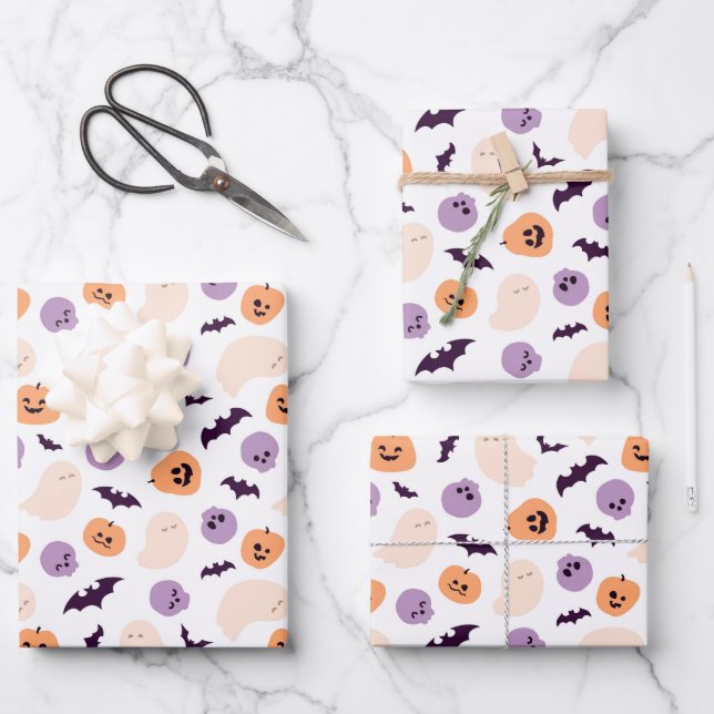 Fun Kids Halloween Muster Geschenkpapier Set (Vorderseite)