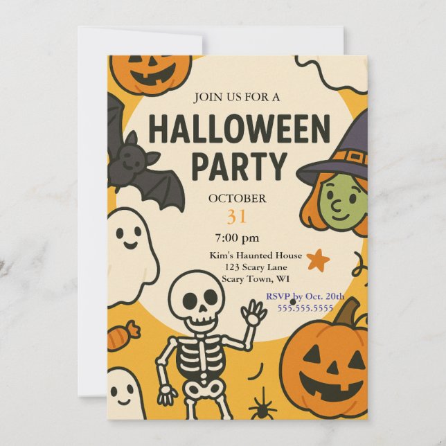Fun Kids Halloween-Party Einladung (Vorderseite)