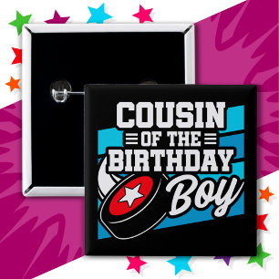 Fun Kids Hockey Party Cousin des Geburtstagskinder Button