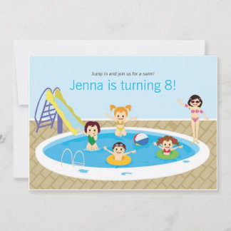 Fun Kid's Pool Party Geburtstag Einladung