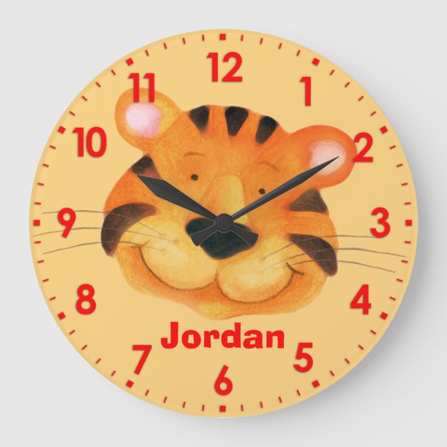 Fun Kids tiger heißt orange Wanduhr (Vorderseite)