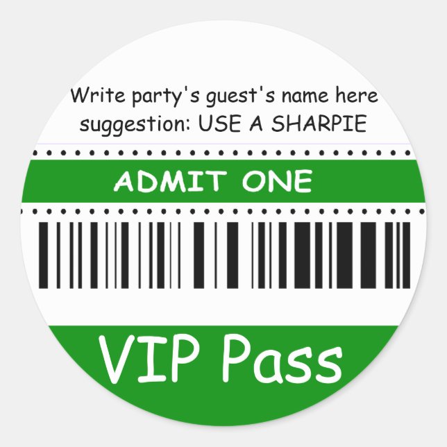 Fun Kids VIP Pass Einlass einer Geburtstagsparty ( Runder Aufkleber (Vorderseite)
