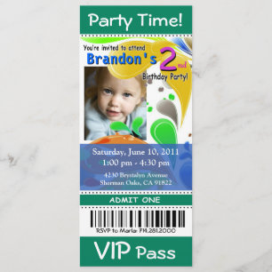 Fun Kids VIP Pass Event Ticket Foto Party (Jade) Einladung