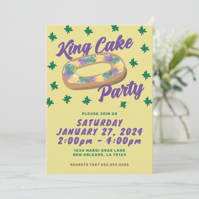 Fun King Cake Party Einladung (Stehend Vorderseite)