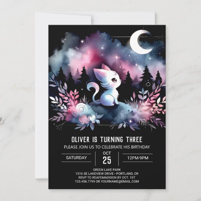 Fun Kitten Cat Birthday Einladung (Vorderseite)