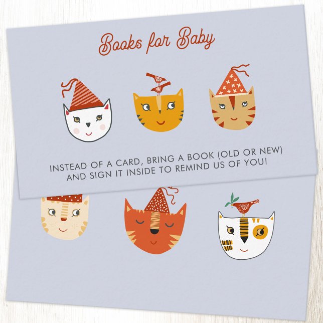 Fun Kitty Cat Baby Shower Books for Baby Begleitkarte (Party cats baby shower book request Books for Baby enclosure card)
