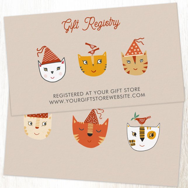 Fun Kitty Cat Baby Shower Registrierung Begleitkarte (Fun party cat baby shower gift registry website details enclosure card)