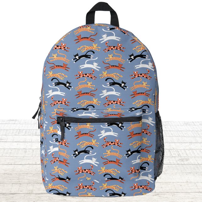 Fun Kitty Cat Bedruckter Rucksack (Fun kitty cat blue backpack)