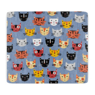 Fun Kitty Cat Pattern Blau Schneidebrett