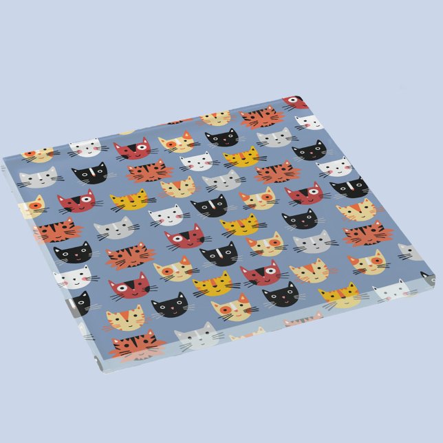 Fun Kitty Cat Pattern Glasuntersetzer (Fun cat faces pattern glass coaster)