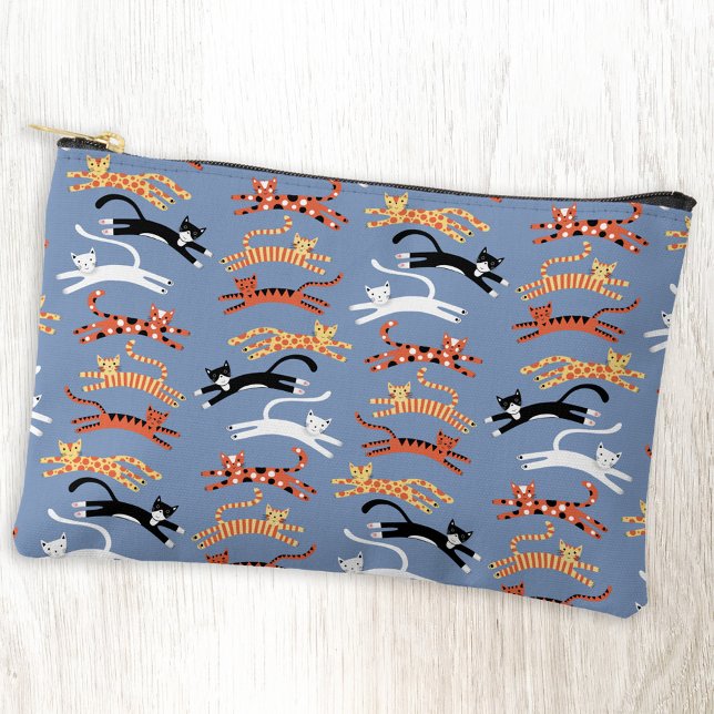 Fun Kitty Cat Pattern Zubehörtasche (Fun kitty cat pattern cosmetic stationery or accessory zip pouch)