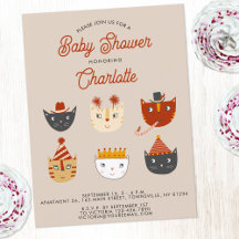 Fun Kitty Cat Personalisiert Babydusche Einladung