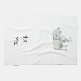 Fun Kuh Schwarz und Weiß Zeichnend |Moo Life Geschirrtuch