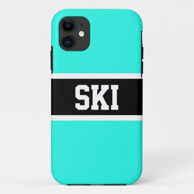 Fun kühl schwarz farbiges Aqua Mint SKI Streifen T Case-Mate iPhone Hülle (Rückseite)
