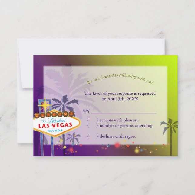Fun Las Vegas Hochzeit in Urlaubsort UAWG RSVP Karte (Vorderseite)