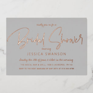 Fun Lässiges Script Gray Brautparty Rose Gold Folieneinladung