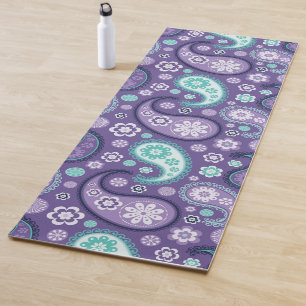 Fun Lavender Lila Minze Grün Paisley Floral Yogamatte