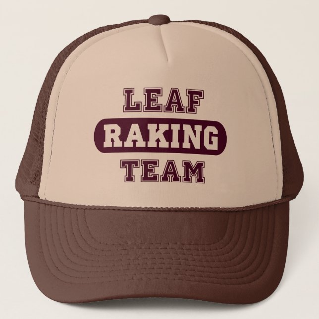 Fun Leaf Raking Team Trucker Hat Truckerkappe (Vorderseite)