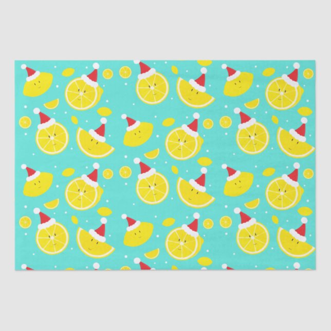 Fun Lemons Weihnachtsmannmützen Weihnachten Seidenpapier (Vorderseite)