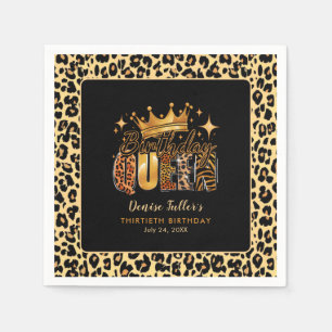 Fun Leopard Birthday Queen 30 Geburtstag Serviette
