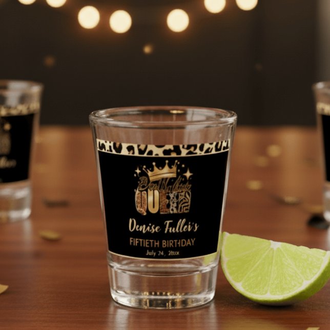 Fun Leopard Birthday Queen Fifty Birthday Schnapsglas (Von Creator hochgeladen)
