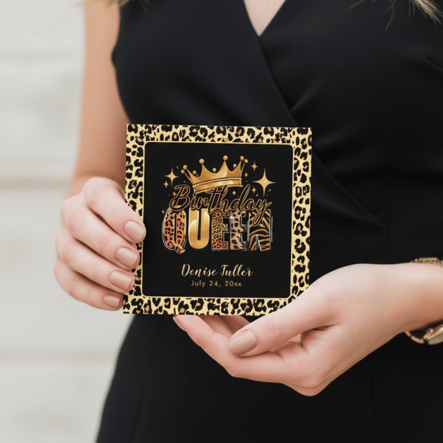 Fun Leopard Birthday Queen Forty Birthday Einladung (Von Creator hochgeladen)