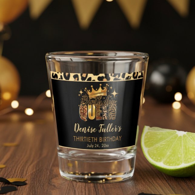 Fun Leopard Birthday Queen Thirty Birthday Schnapsglas (Von Creator hochgeladen)