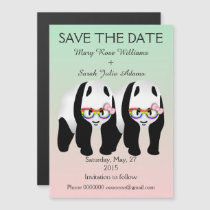 Fun Lesbian Panda Bears Hochzeit speichern das Dat Magneteinladung