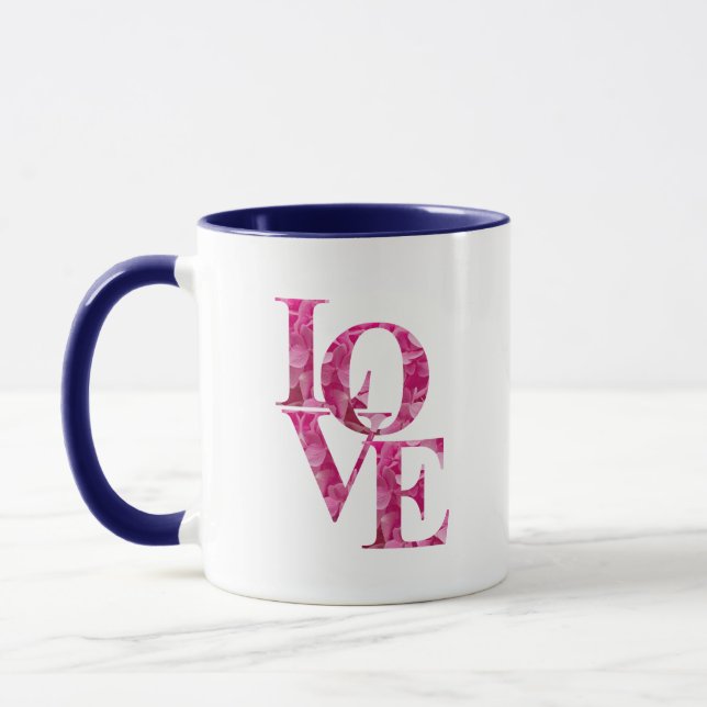 Fun LIEBE in Spring Pink Hydrangea Blume Letting Tasse (Links)