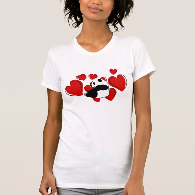 Fun Liebe Pandas T-Shirts rote Herzen niedlich Pan (Vorderseite)