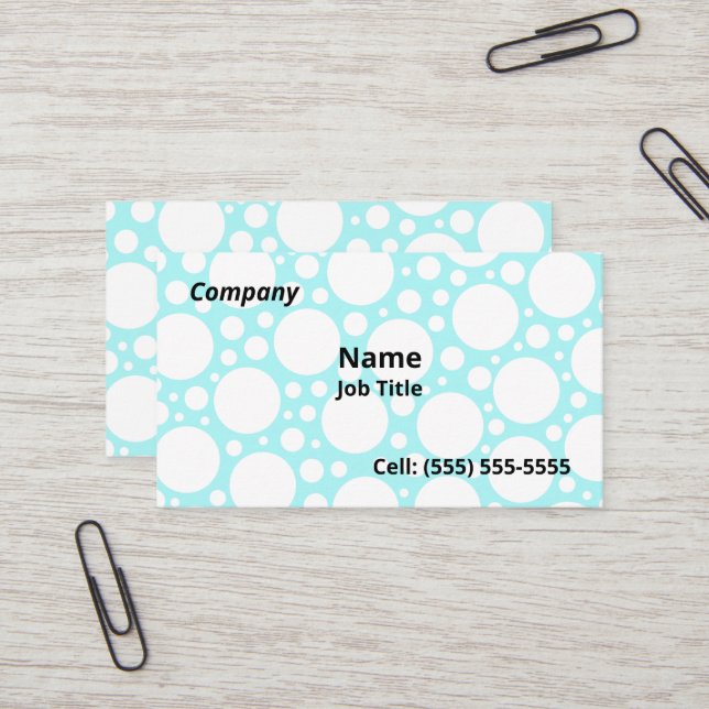 Fun Light Blue Polka Dot Business Cards Visitenkarte (Vorderseite/Rückseite Beispiel)