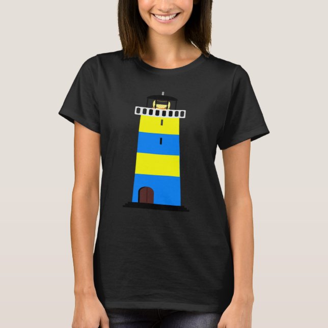FUN LIGHTHOUSE BLUE AND YELLOW LIGHT HOUSE SAFETY  T-Shirt (Vorderseite)