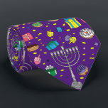 Fun Lila Hanukkah Pattern Krawatte<br><div class="desc">Fun Lila Hanukkah Pattern Nackenband</div>