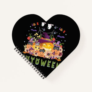 Fun Lila Hat Catoween, Niedlich Orange Pumpkin Notizbuch