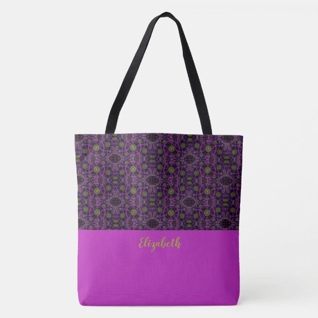 Fun Lila Muster Mit Monogramm Tote Bag (Vorderseite)