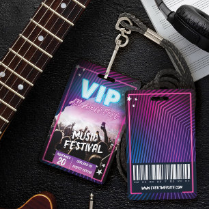 Fun Lila rosa Neon VIP All Access Pass Konzert Ausweis