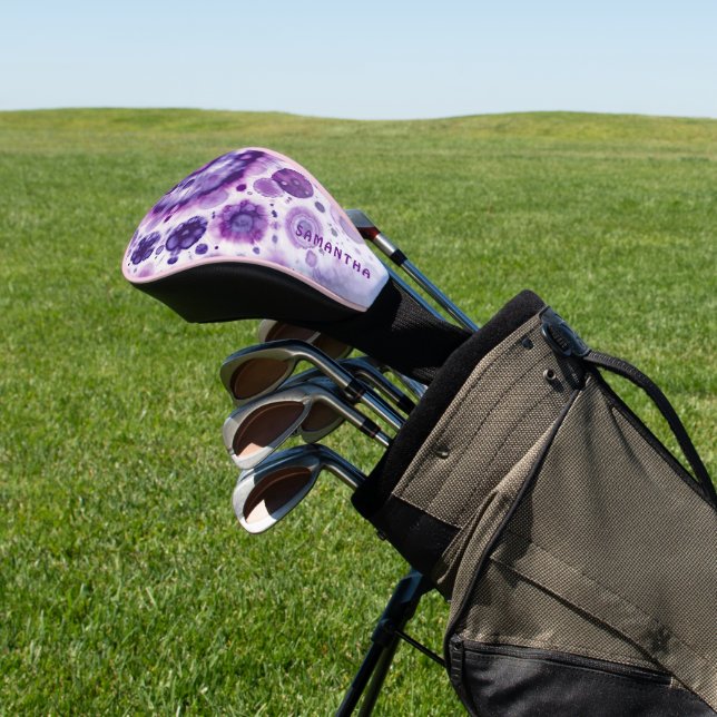 Fun Lila Violet Pink Batik Zirkel Art Muster Golf Headcover (In SItu)