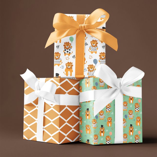 Fun Lion Seamless Muster Trio Geschenkpapier Set (Von Creator hochgeladen)