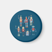 Fun Little 1950er Stil Retro Roboter Muster dunkel