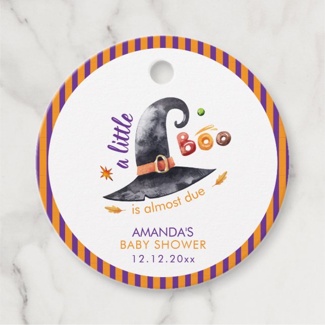Fun Little Boo Witch Hat Fall Baby Dusche Geschenkanhänger (Vorderseite)